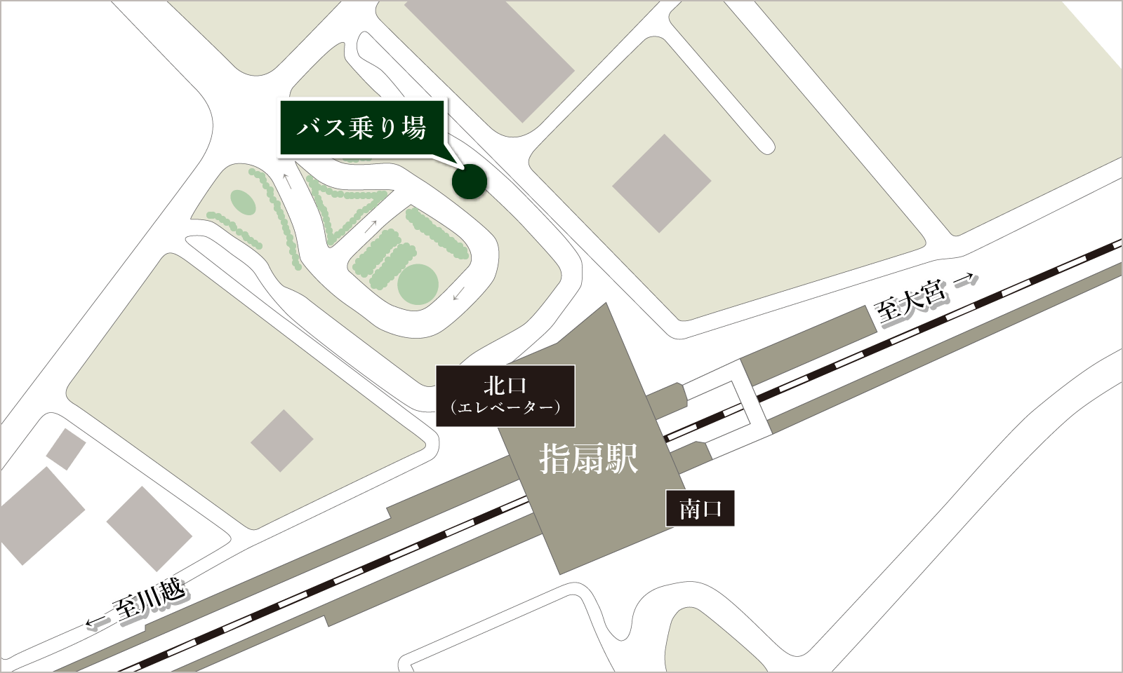 指扇駅からのクラブバス乗り場のご案内　画像